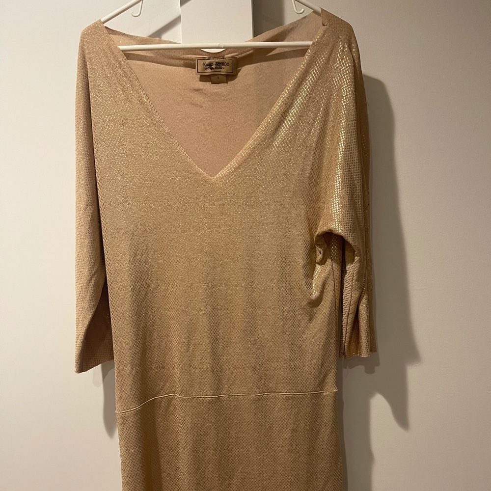 Karen Zambos, vintage couture gold dress